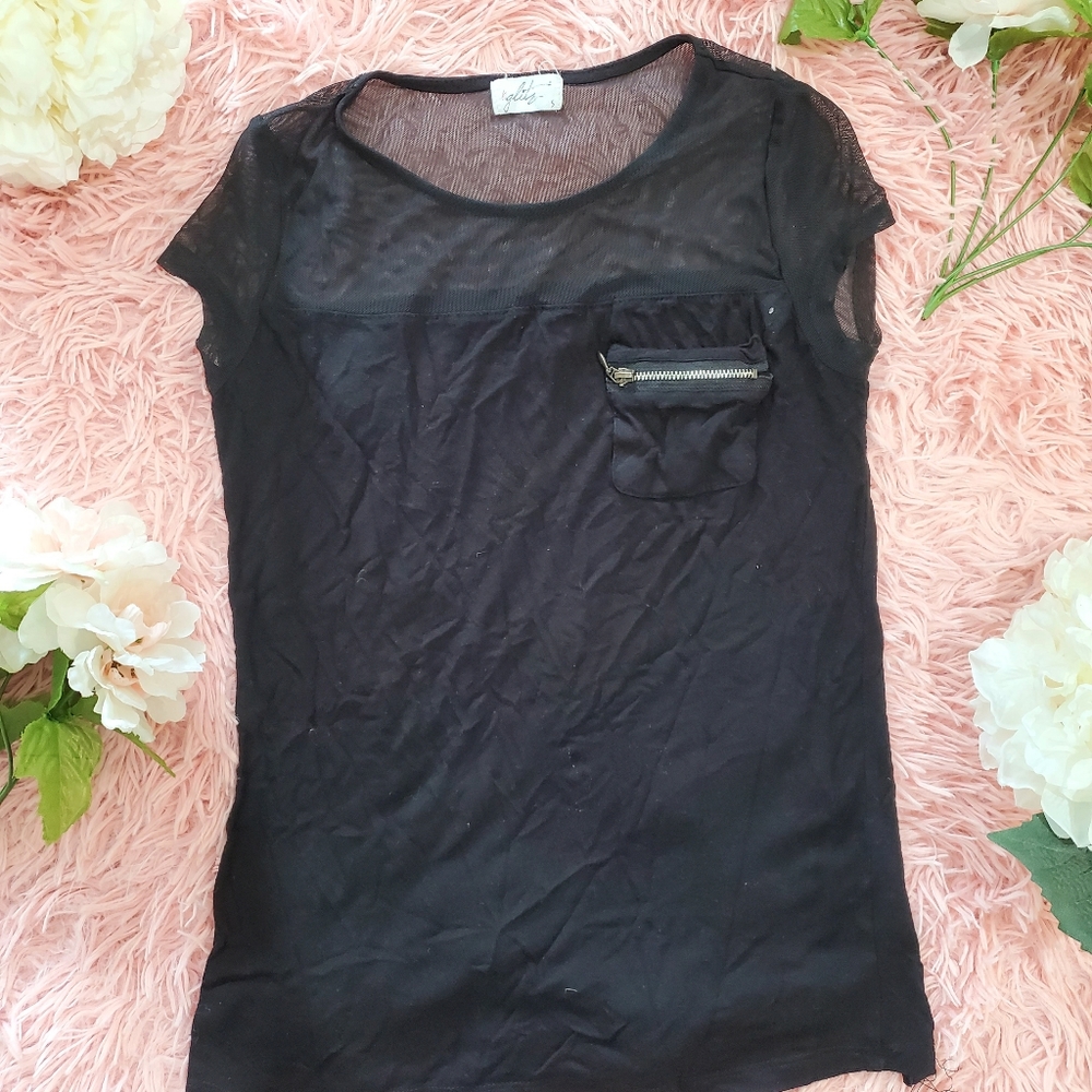 Black mesh top